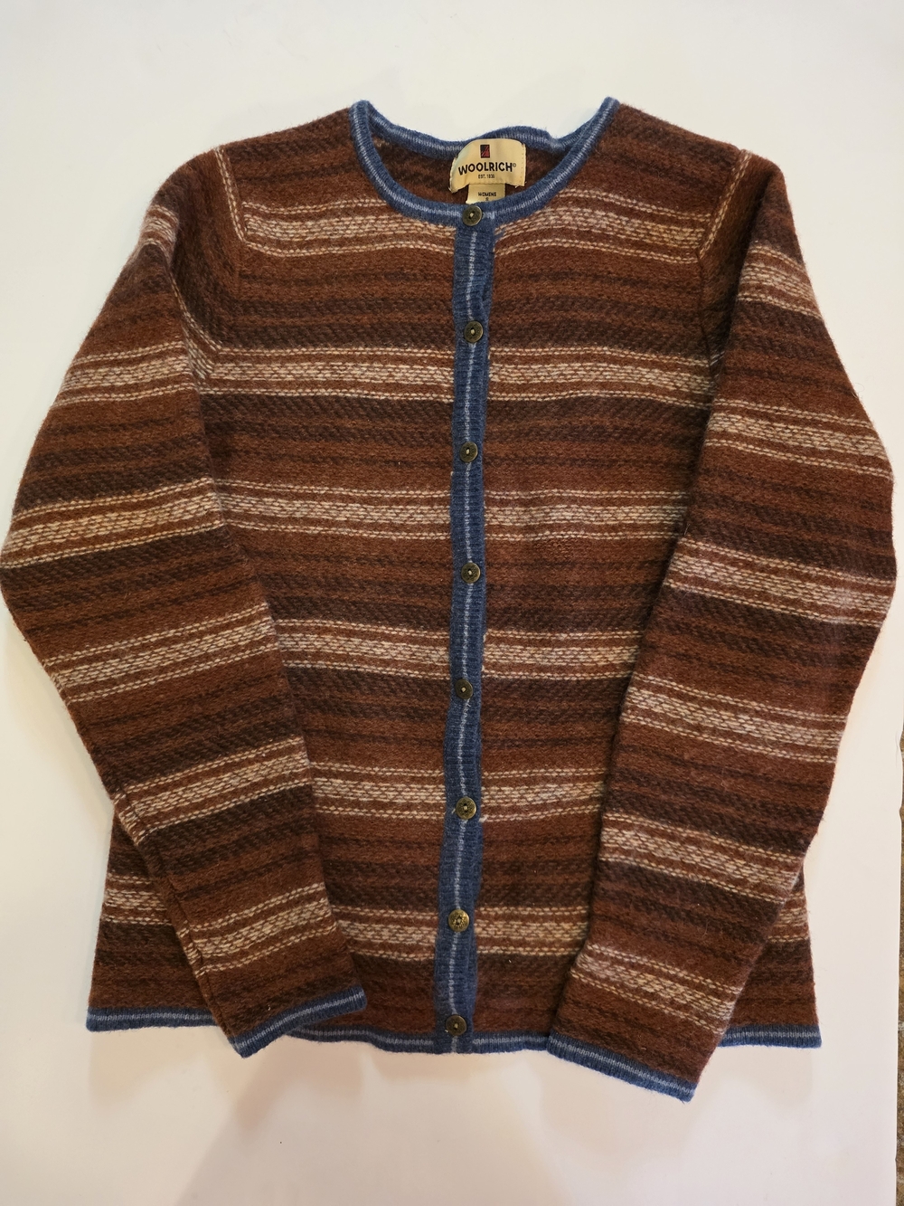 VTG Woolrich Striped Wool Knit Button Cardigan Sweater • Earthy Cabin Gorpcore S